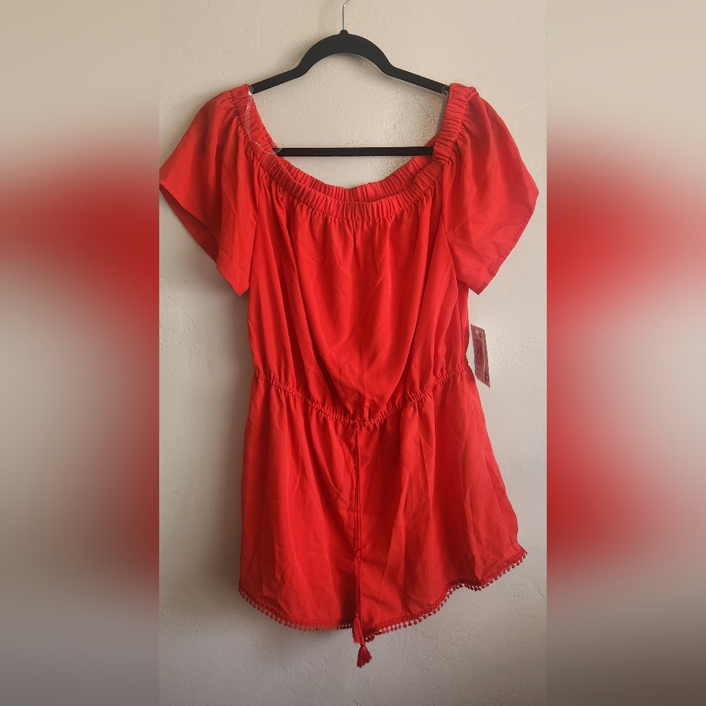 Bebop Vibrant Red Off-Shoulder Romper Size Xxl New With Tag